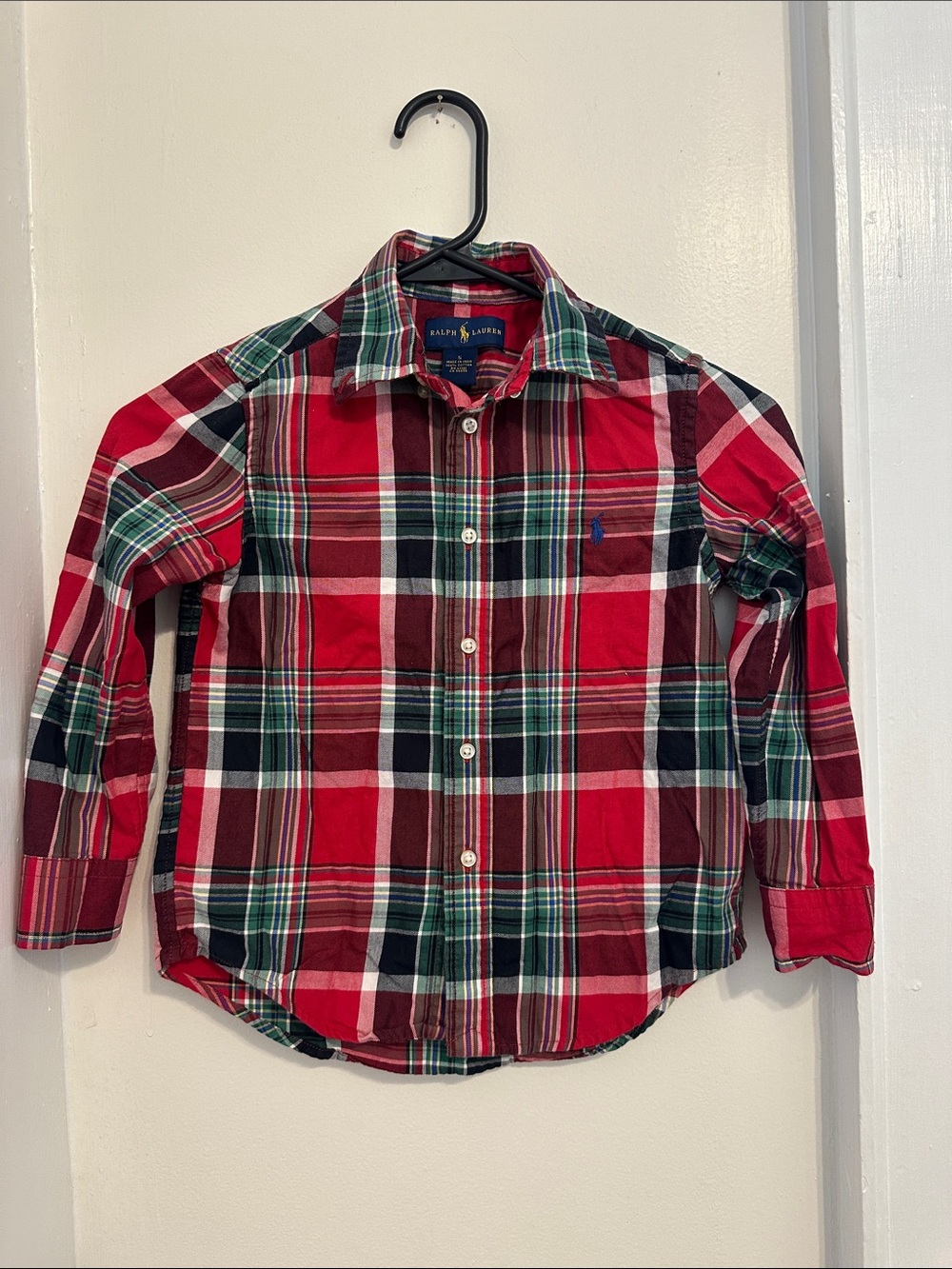 Ralph Lauren Red and Green Plaid Button-Down Shirt for Kids